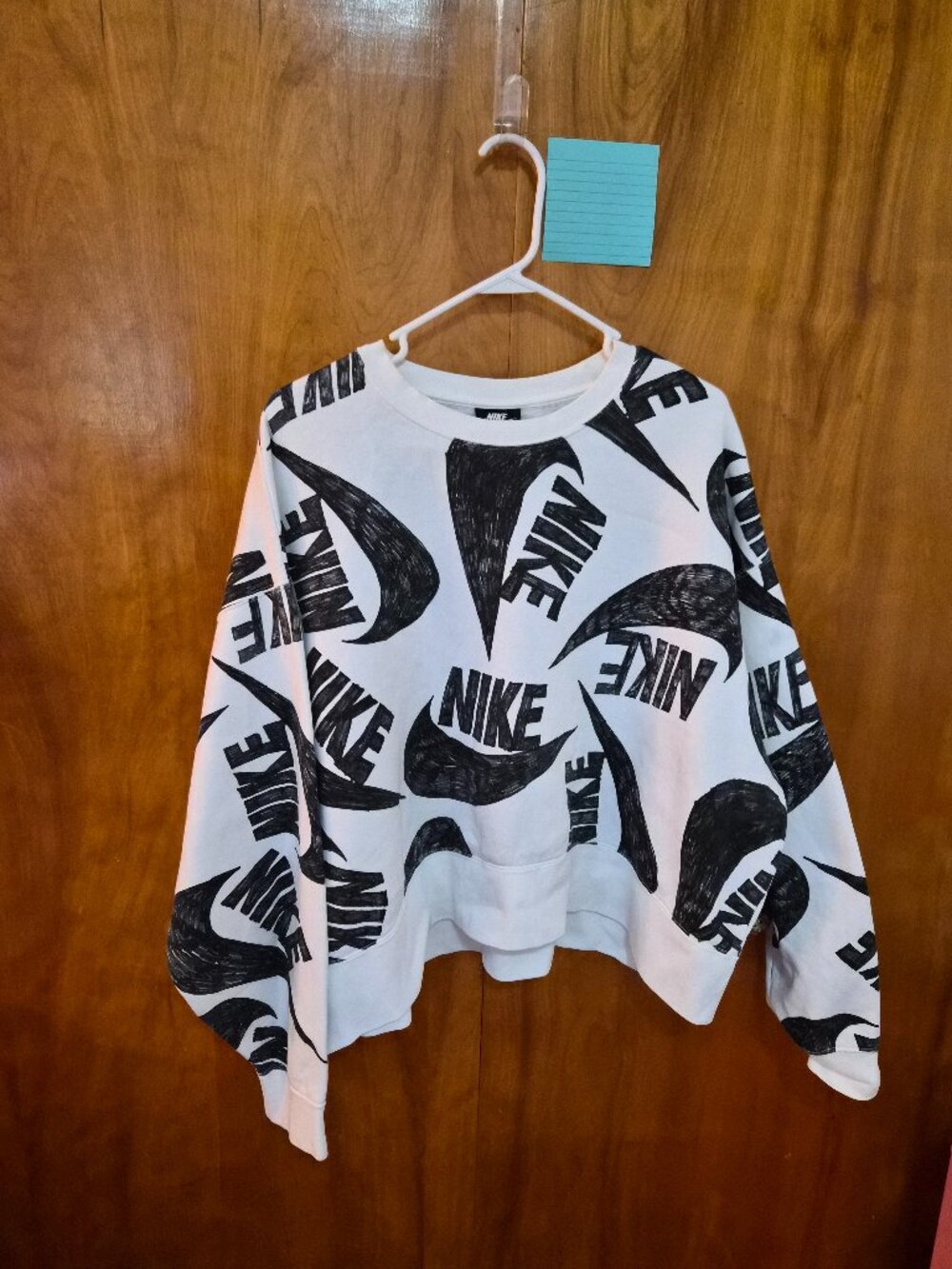 Nike Sportswear Allover Logo Crewneck Sweatshirt | Women's Plus Size 3X | White